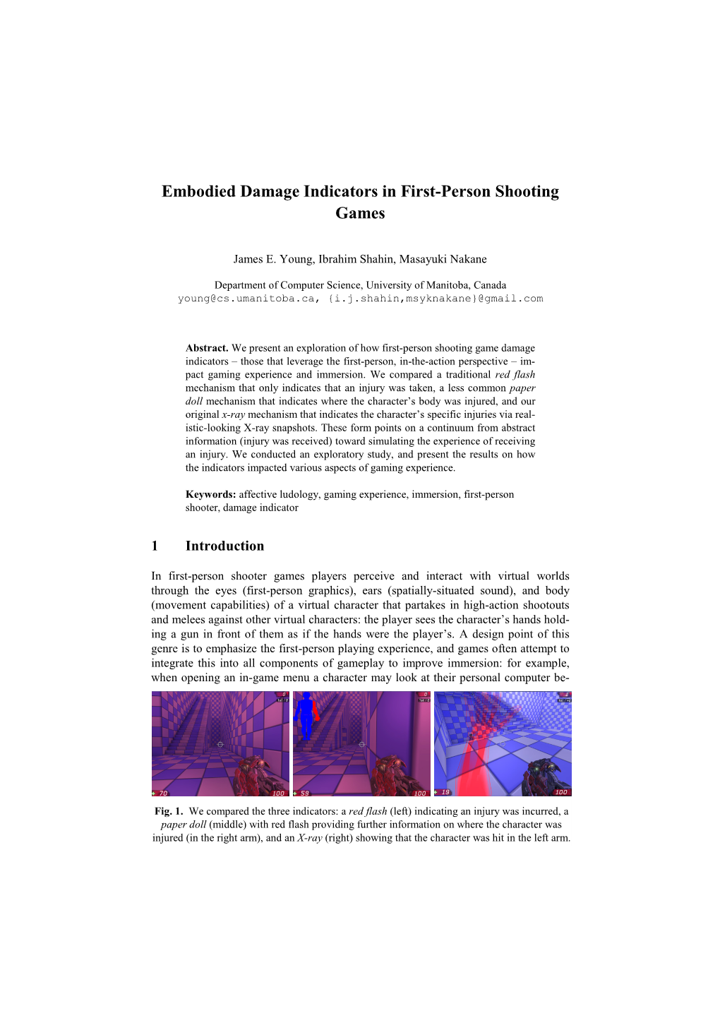 Embodied Damage Indicators in First-Person Shooting Games