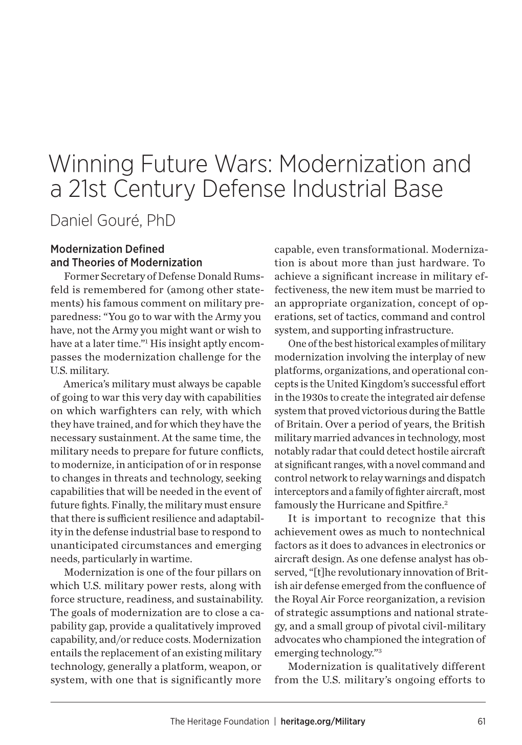 Modernization and a 21St Century Defense Industrial Base