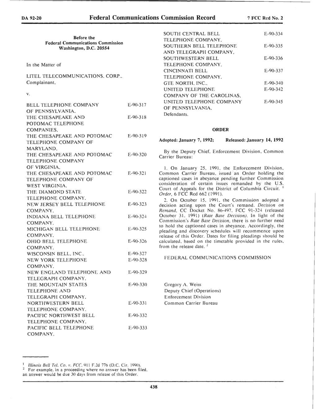 Federal Communications Commission Record 7 FCC Red No