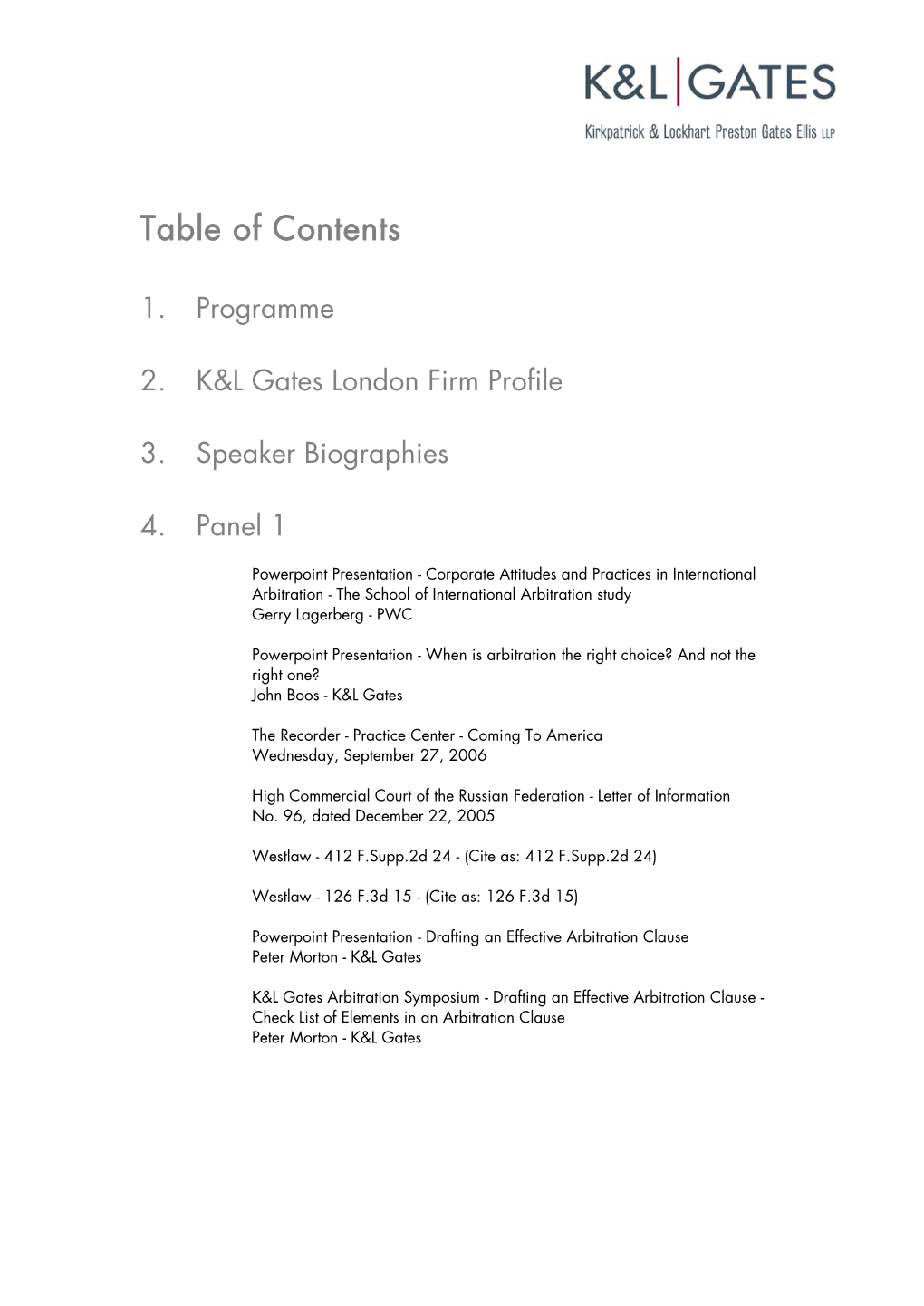 Table of Contents