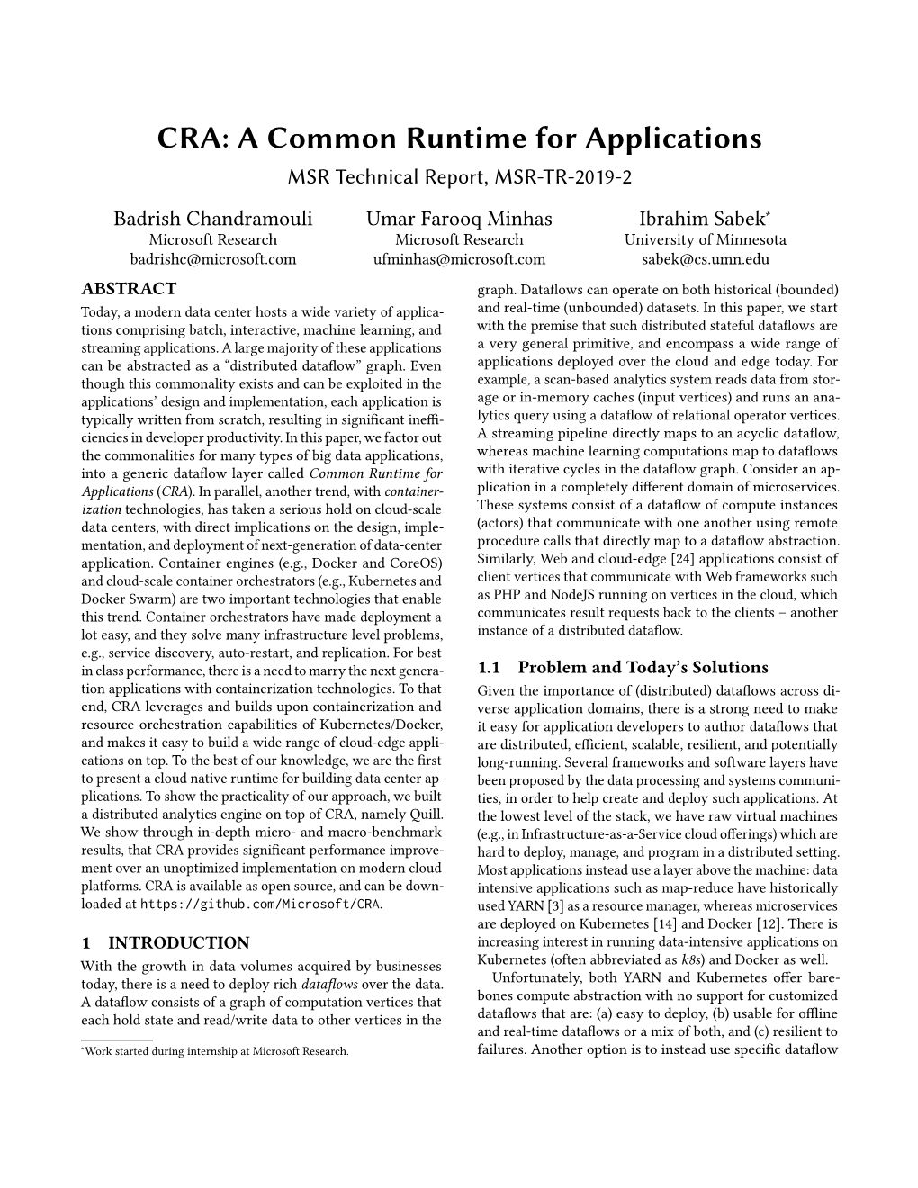 CRA: a Common Runtime for Applications