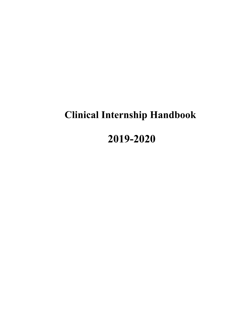 Clinical Internship Handbook