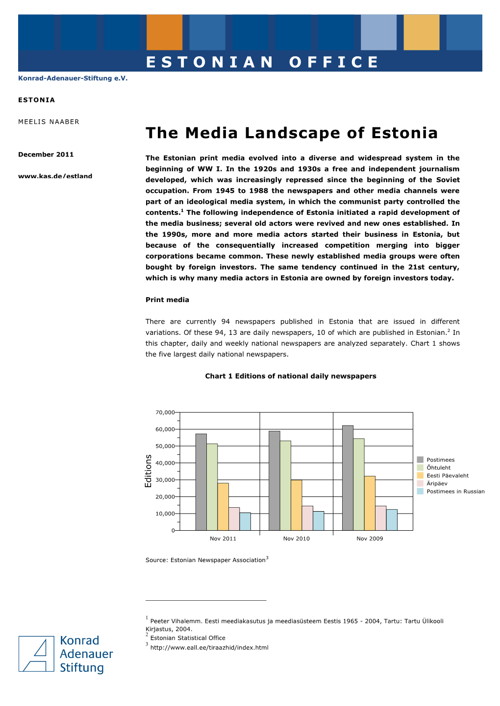 ESTONIAN OFFICE the Media Landscape of Estonia