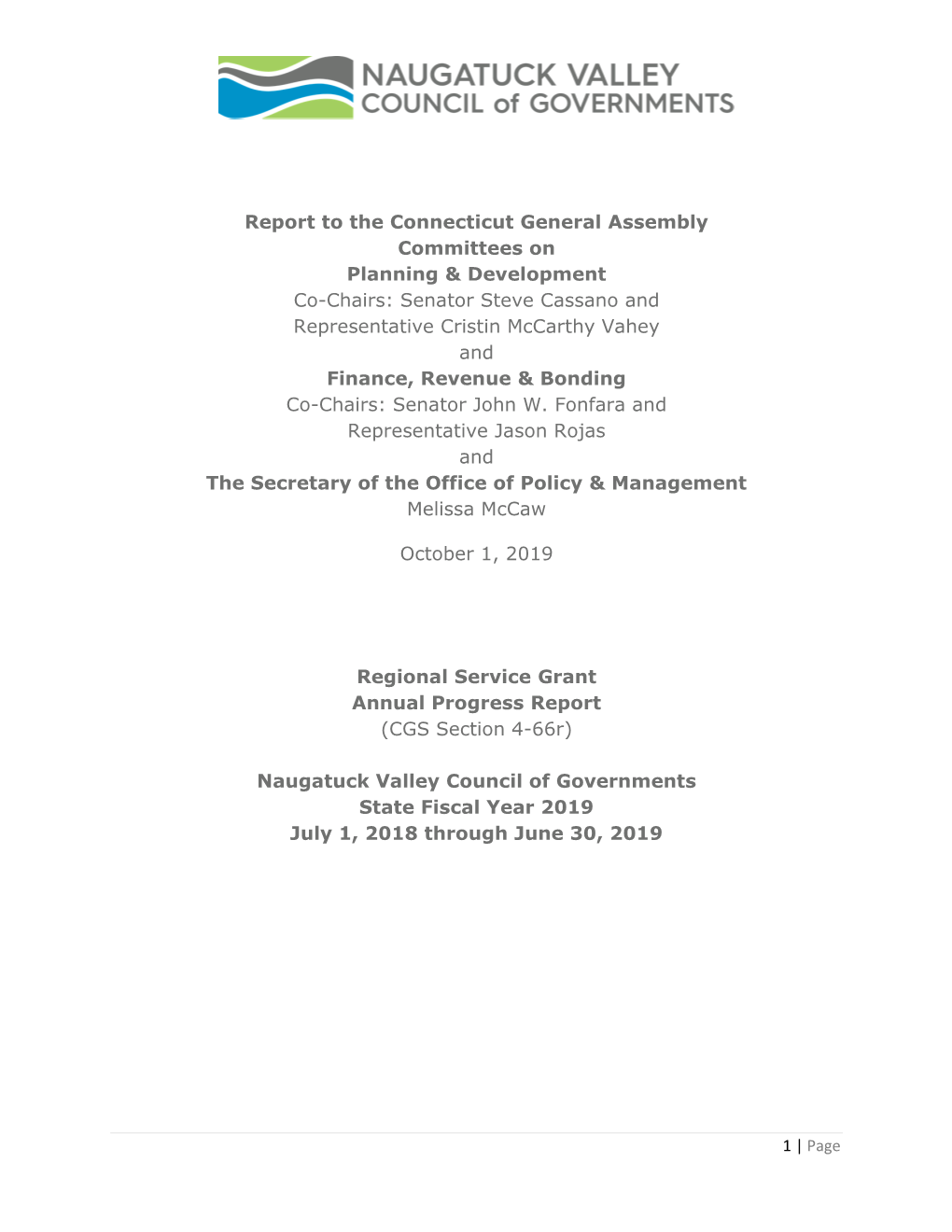 Report to the Connecticut General Assembly Committees on Planning