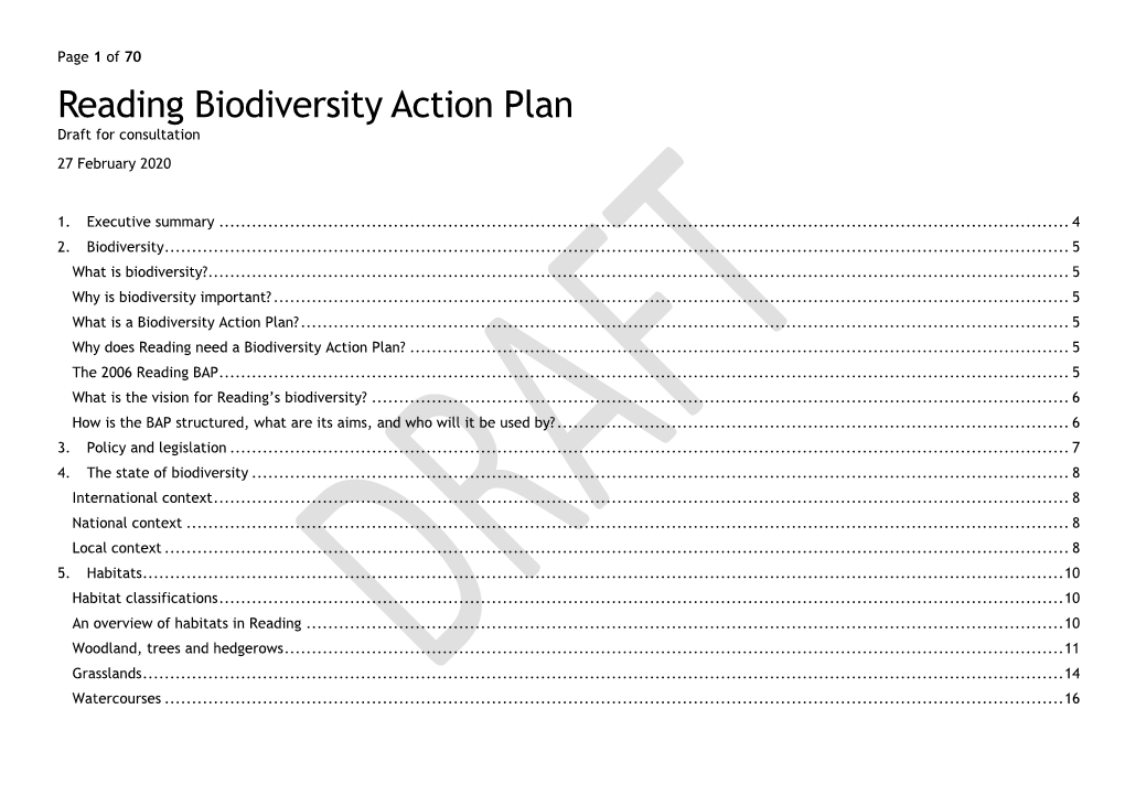 Reading Biodiversity Action Plan Draft for Consultation 27 February 2020