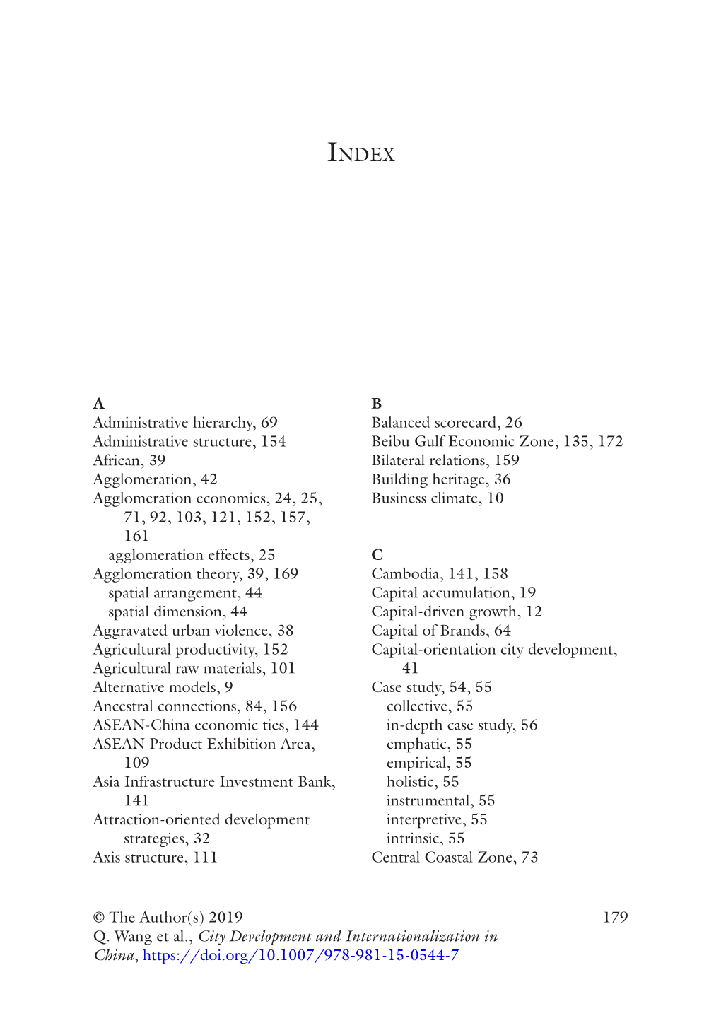 179 © the Author(S) 2019 Q. Wang Et Al., City Development And