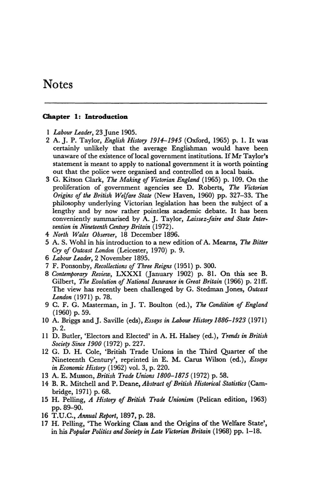 Introduction 1 Labour Leader, 23June 1905. 2 AJP Taylor, English History