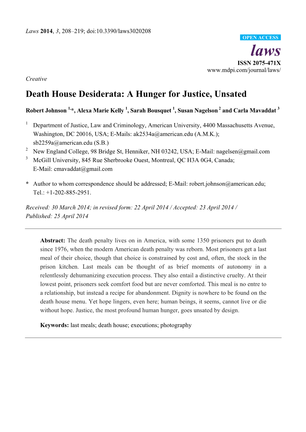 Death House Desiderata: a Hunger for Justice, Unsated