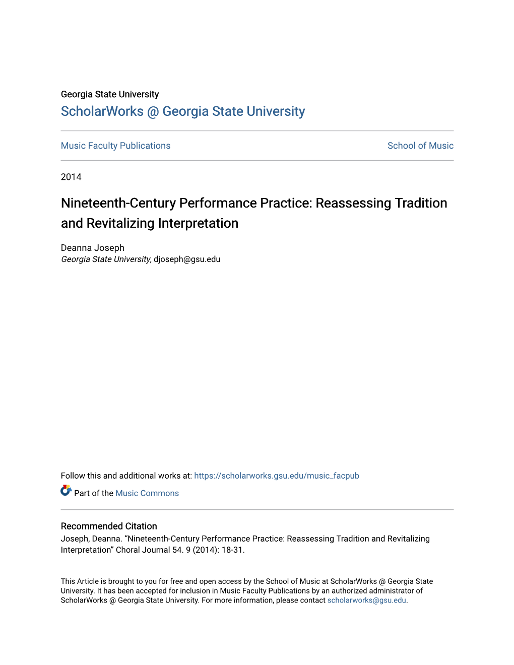 Nineteenth-Century Performance Practice: Reassessing Tradition and Revitalizing Interpretation