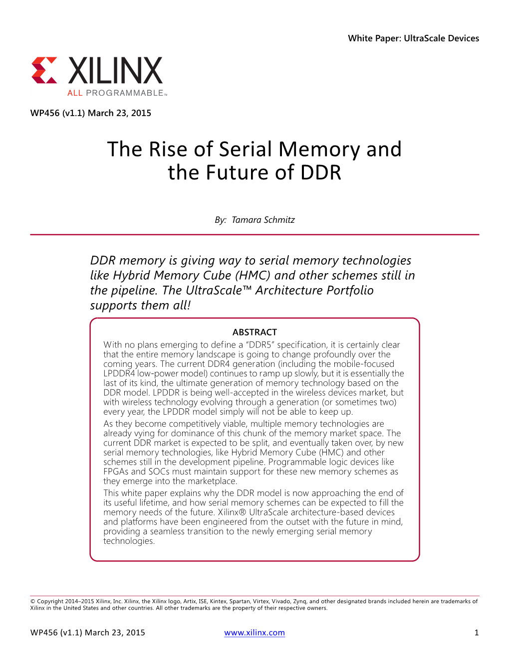 The Rise of Serial Memory and the Future of DDR (WP456)