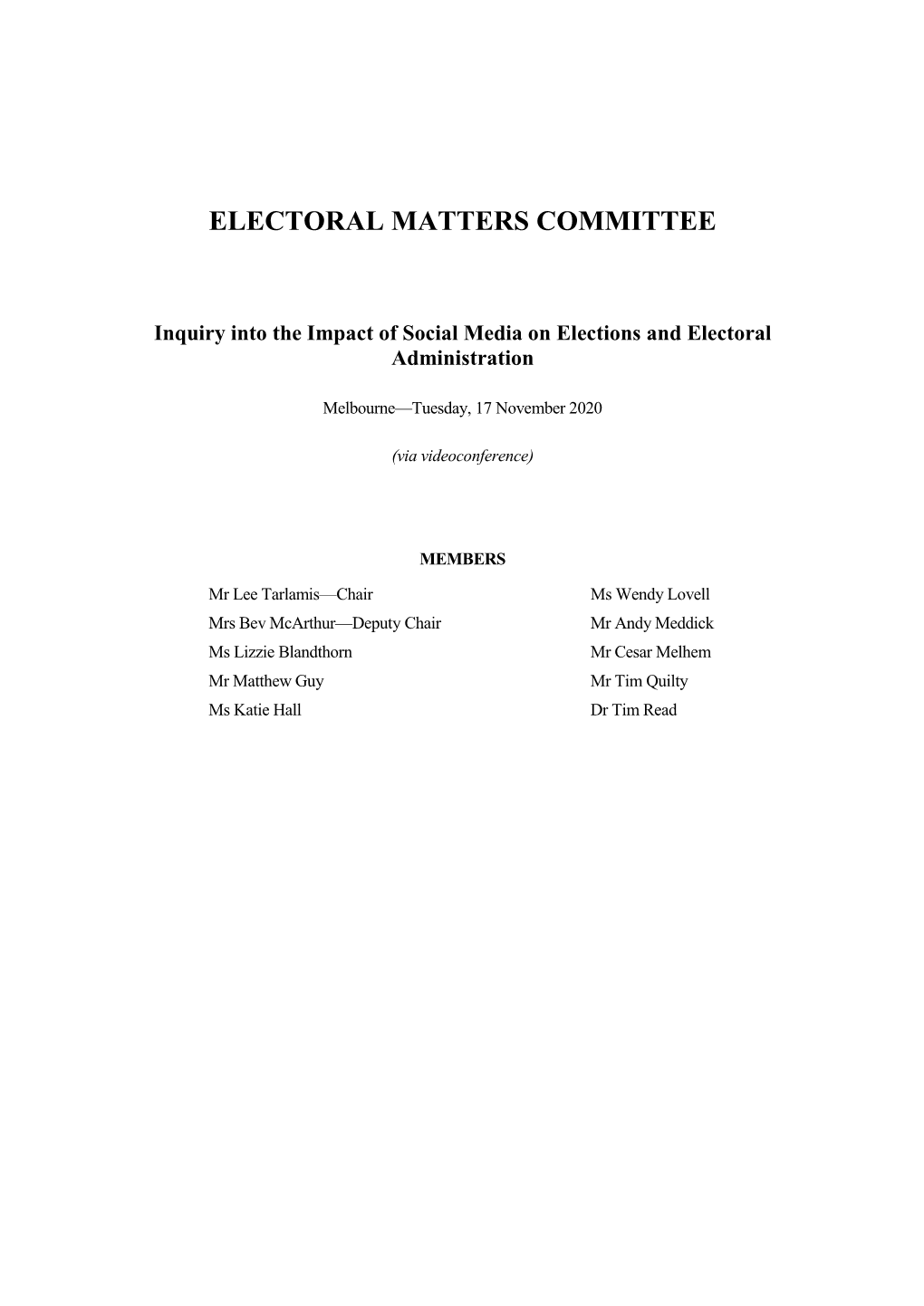 Electoral Matters Committee
