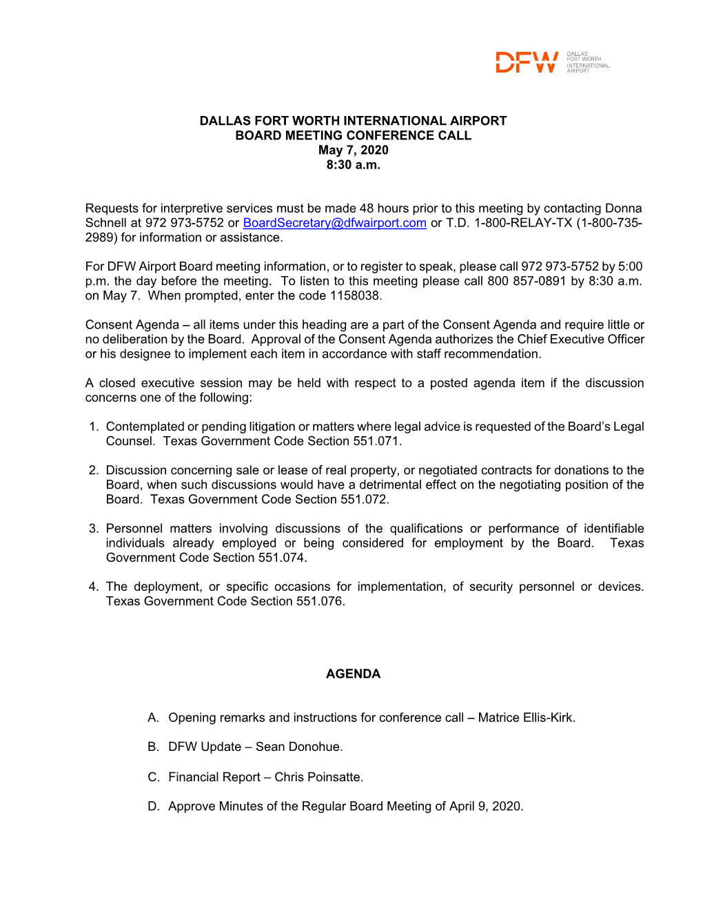 Obas and Attachments for the May 7, 2020 Board