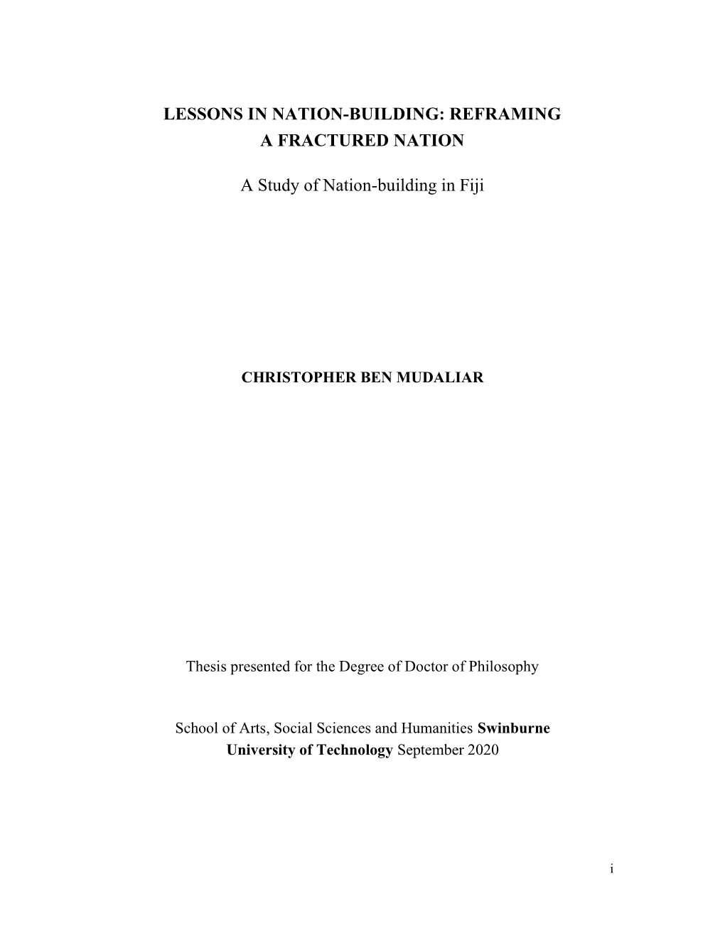 Christopher Mudaliar Thesis