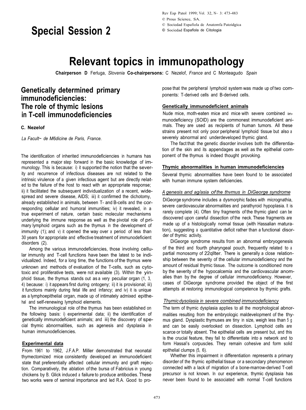 Special Session 2 Relevant Topics in Immunopathology