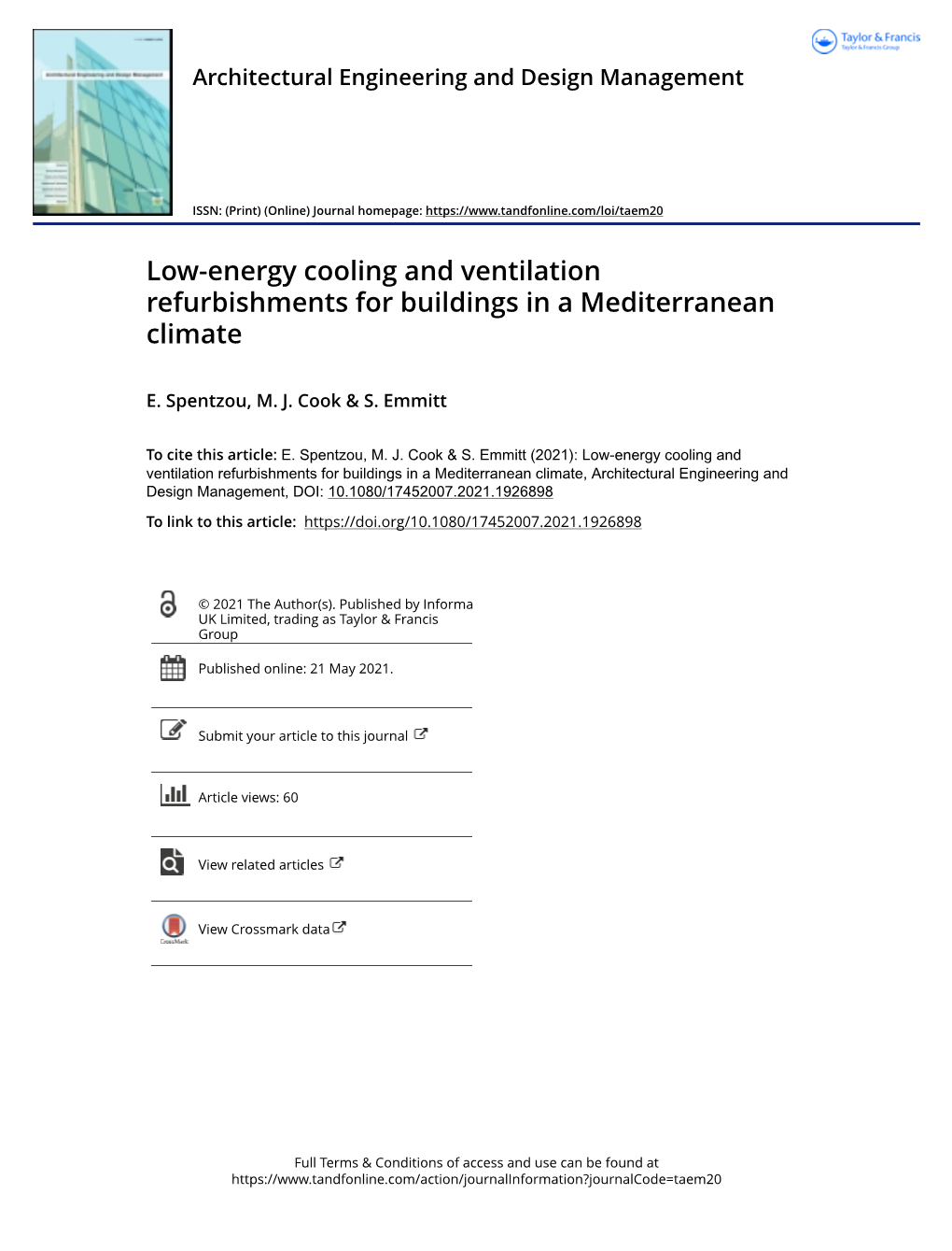 Low-Energy Cooling and Ventilation Refurbishments for Buildings in a Mediterranean Climate