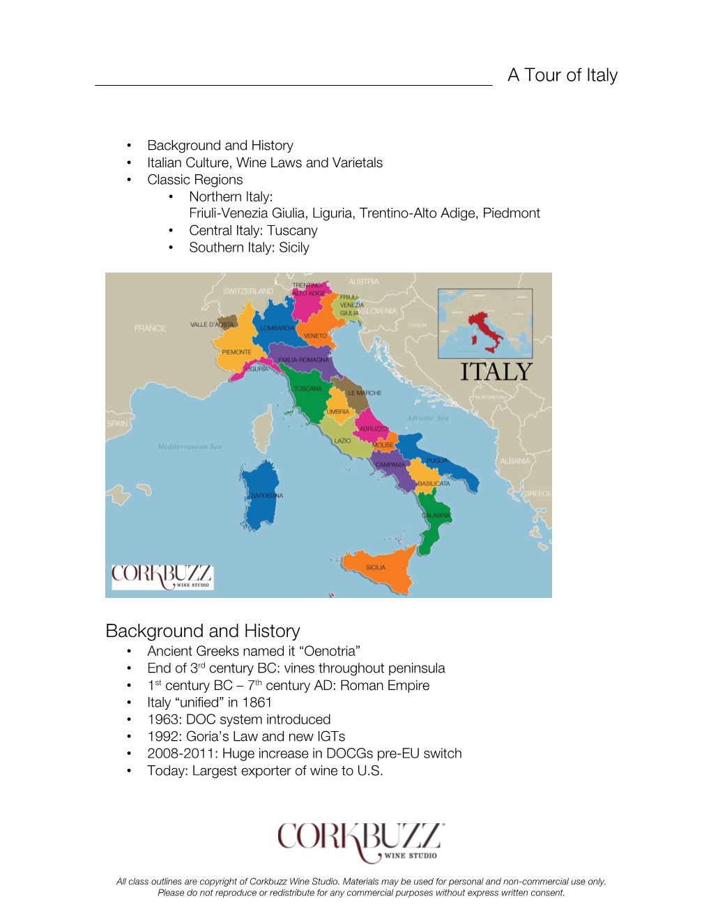 A Tour of Italy Background and History