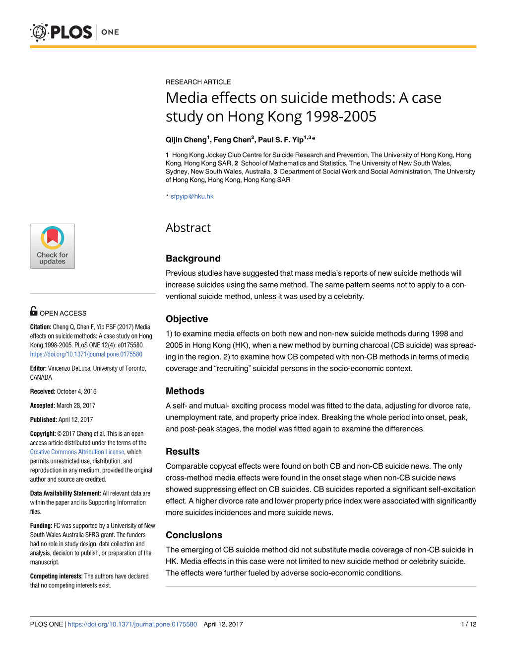 Media Effects on Suicide Methods: a Case Study on Hong Kong 1998-2005