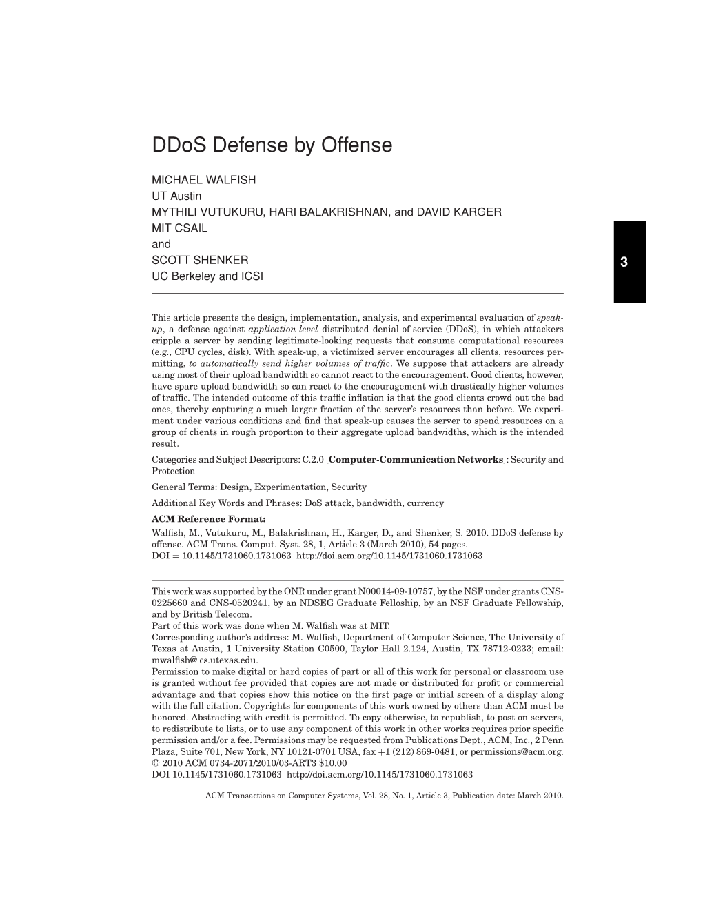 Ddos Defense by Offense