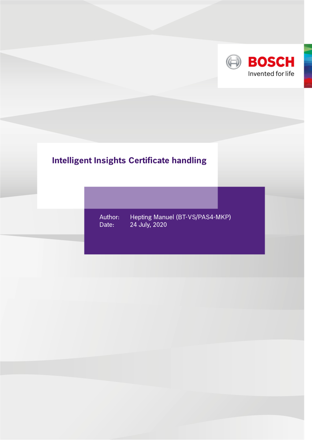 Intelligent Insights Certificate Handling