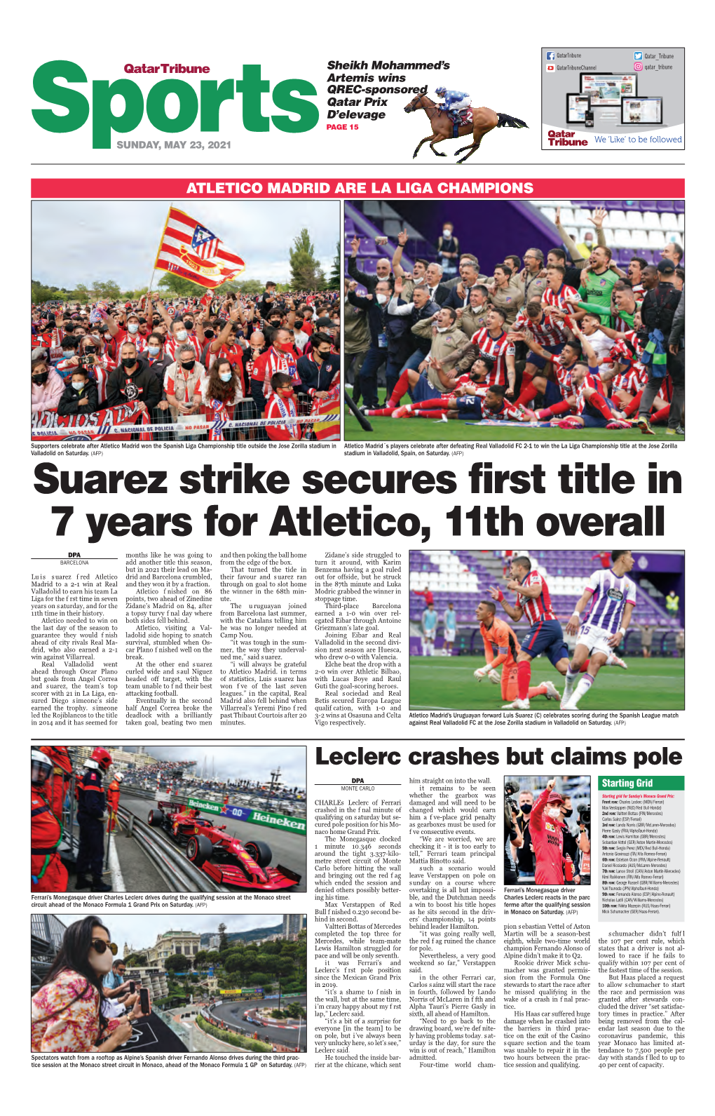 Suarez Strike Secures First Title in 7 Years for Atletico, 11Th Overall