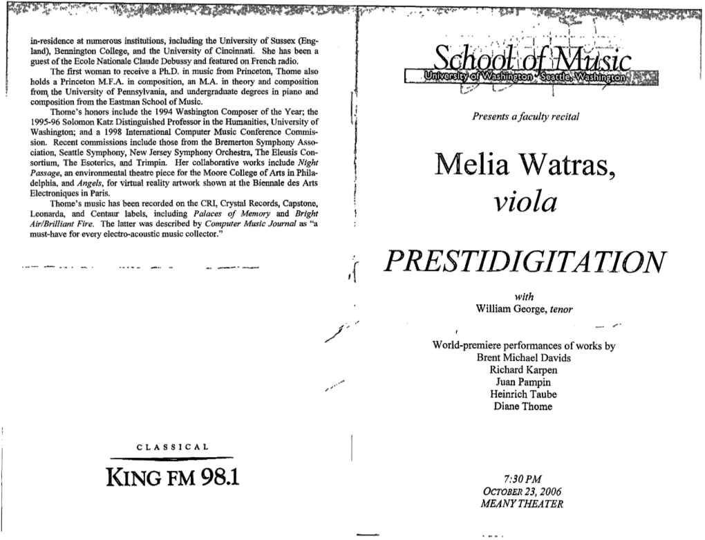 Melia Watras, PRESTIDIGITATION