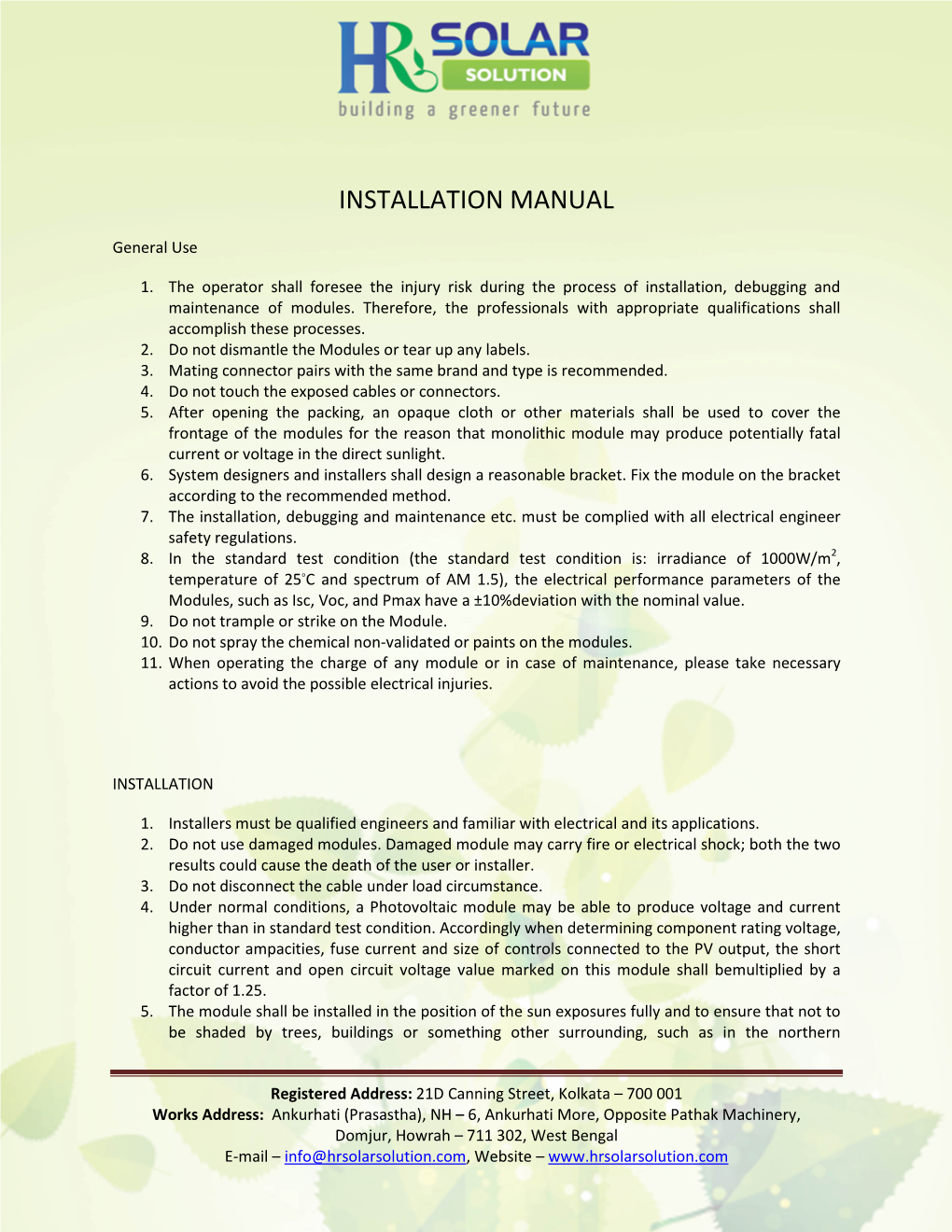 Installation Manual