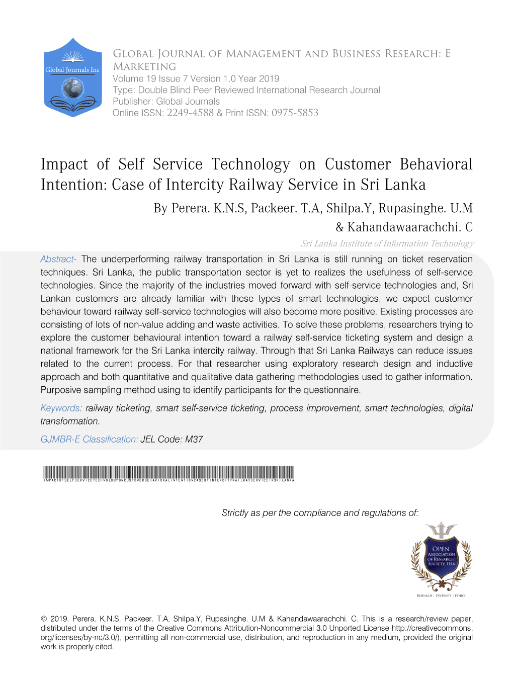 Case of Intercity Railway Service in Sri Lanka by Perera