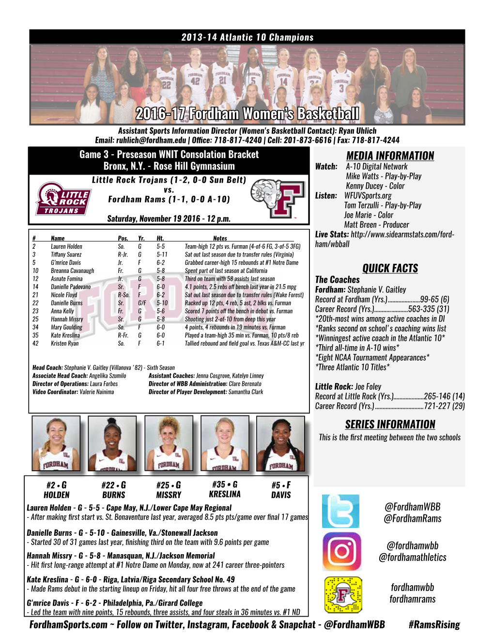 2016-17 Fordham Women's Basketball