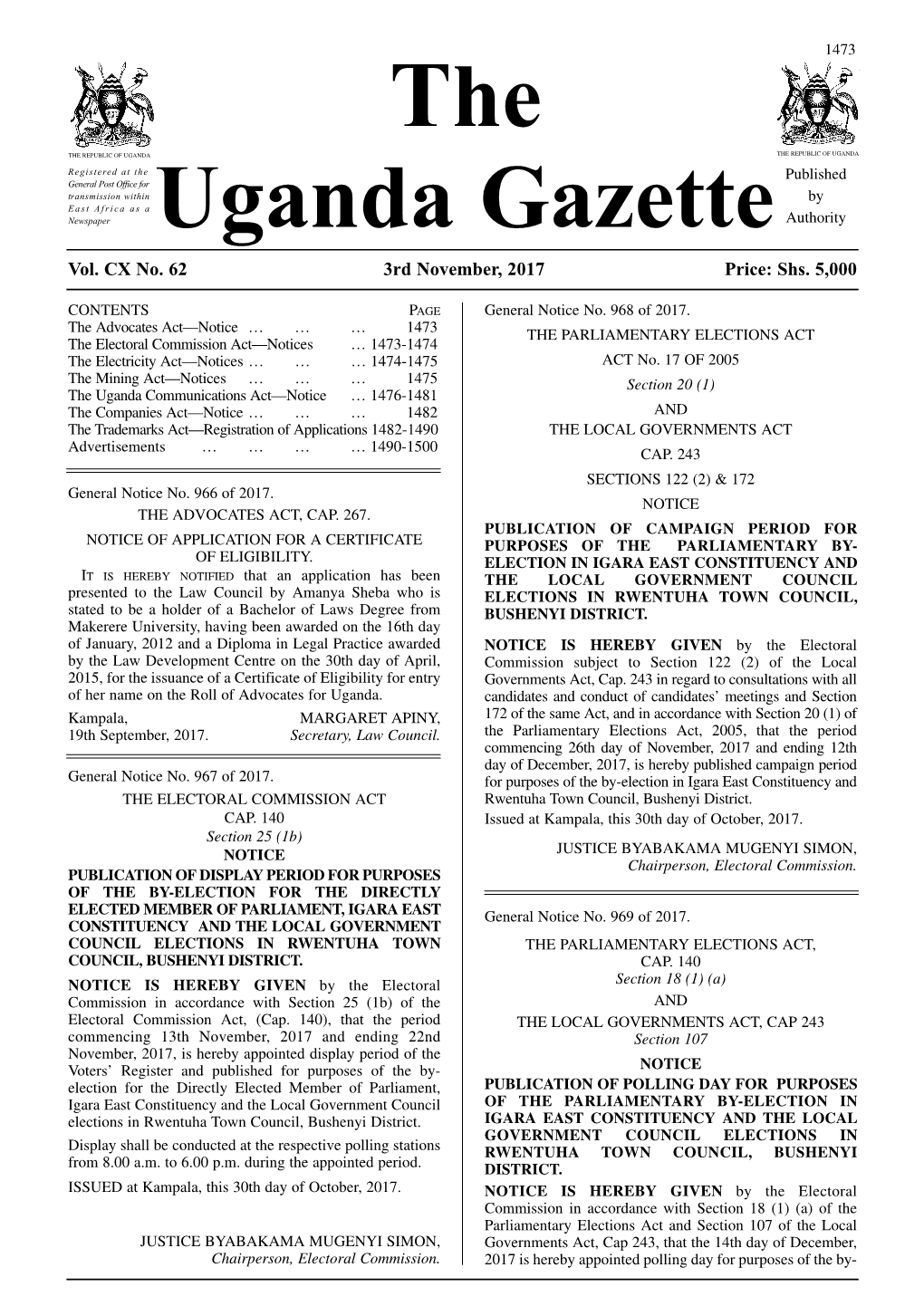 The Uganda Gazette