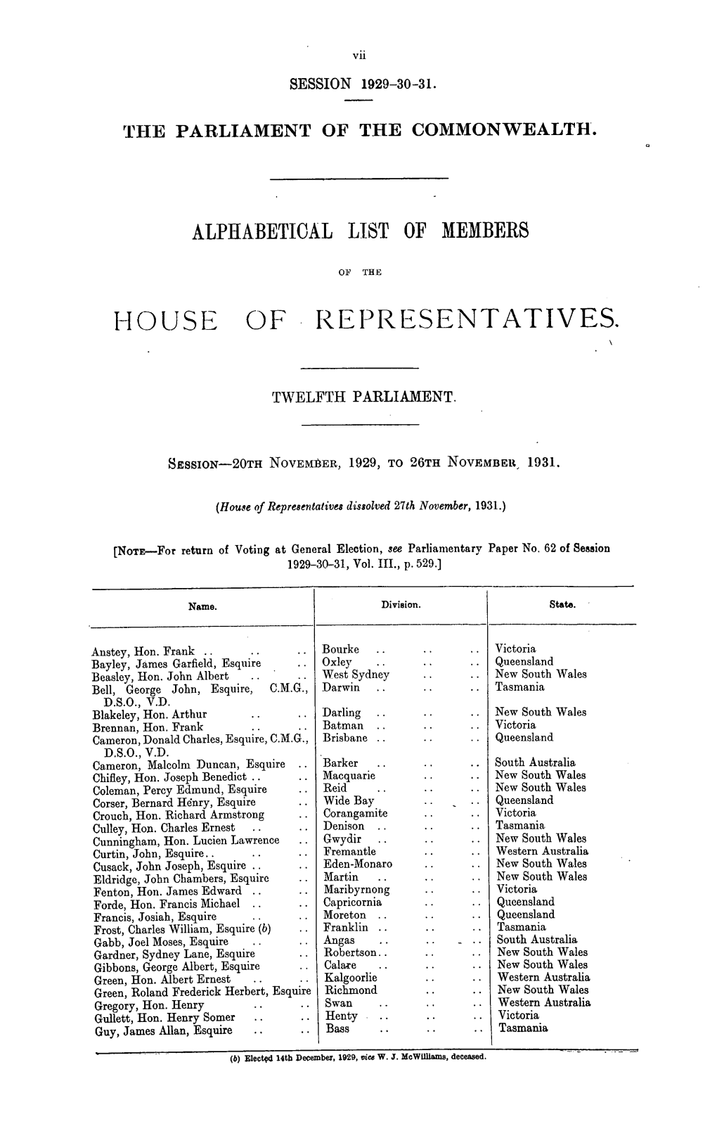 House of Representatives