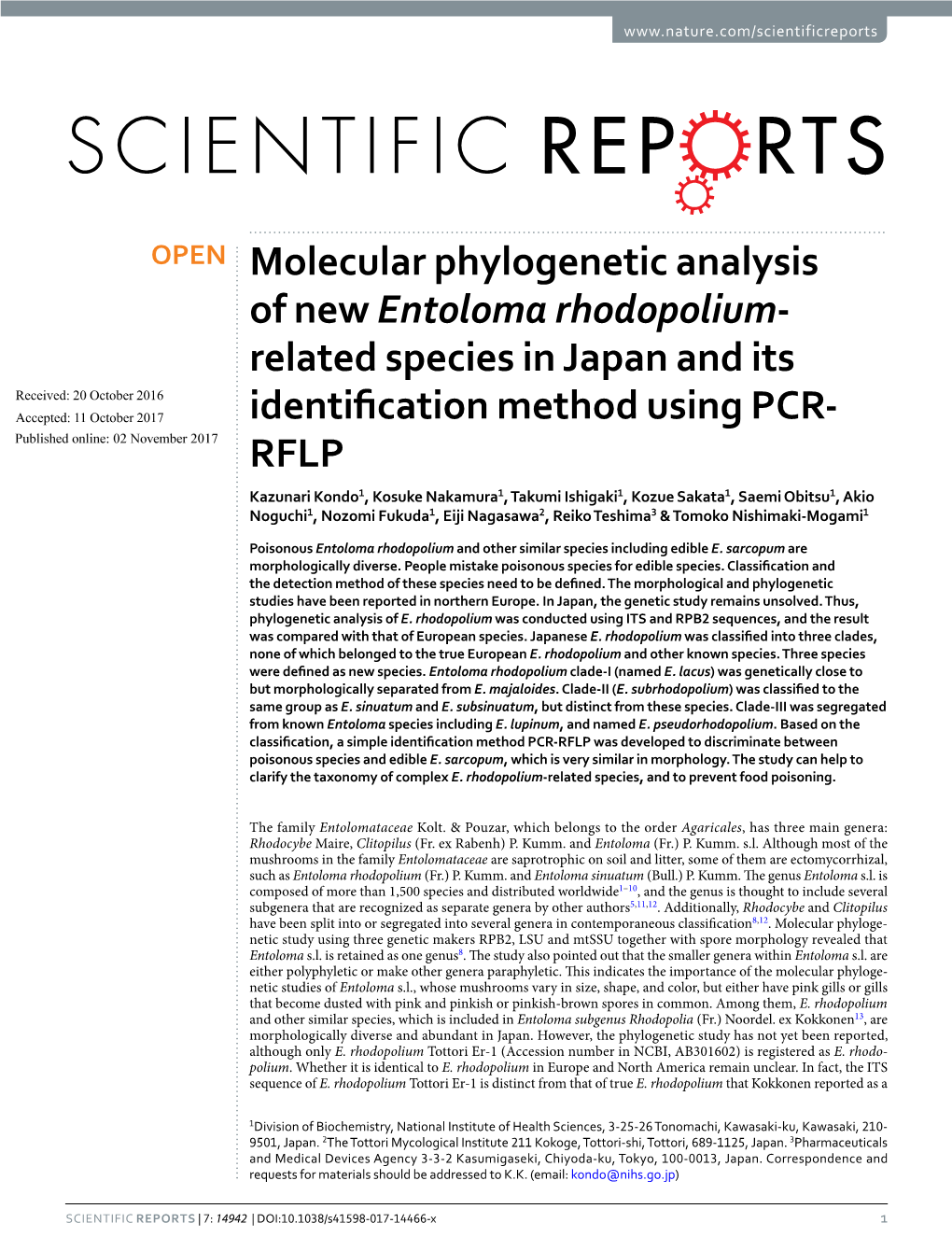 Molecular Phylogenetic Analysis of New Entoloma Rhodopolium-Related