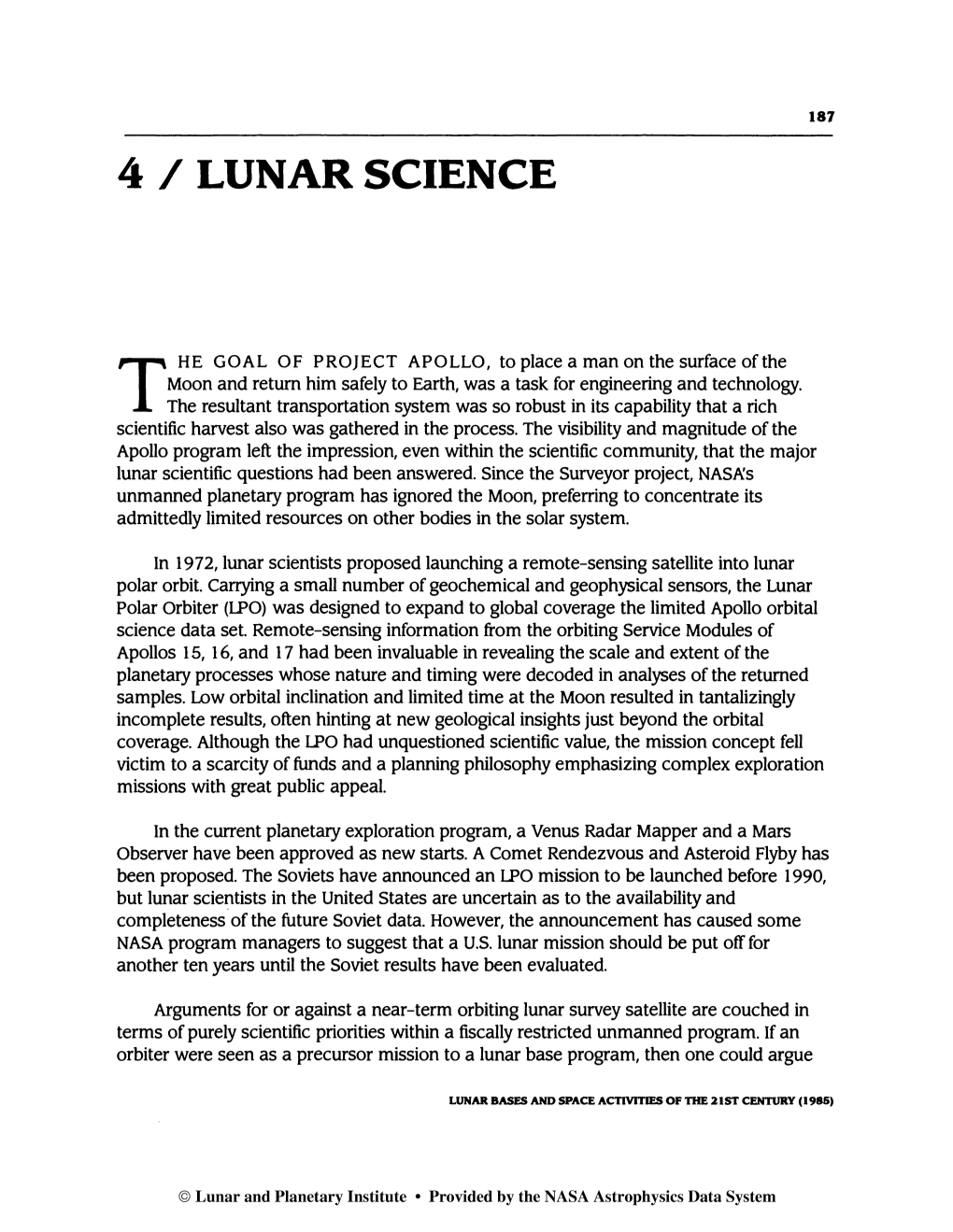 Lunar Science