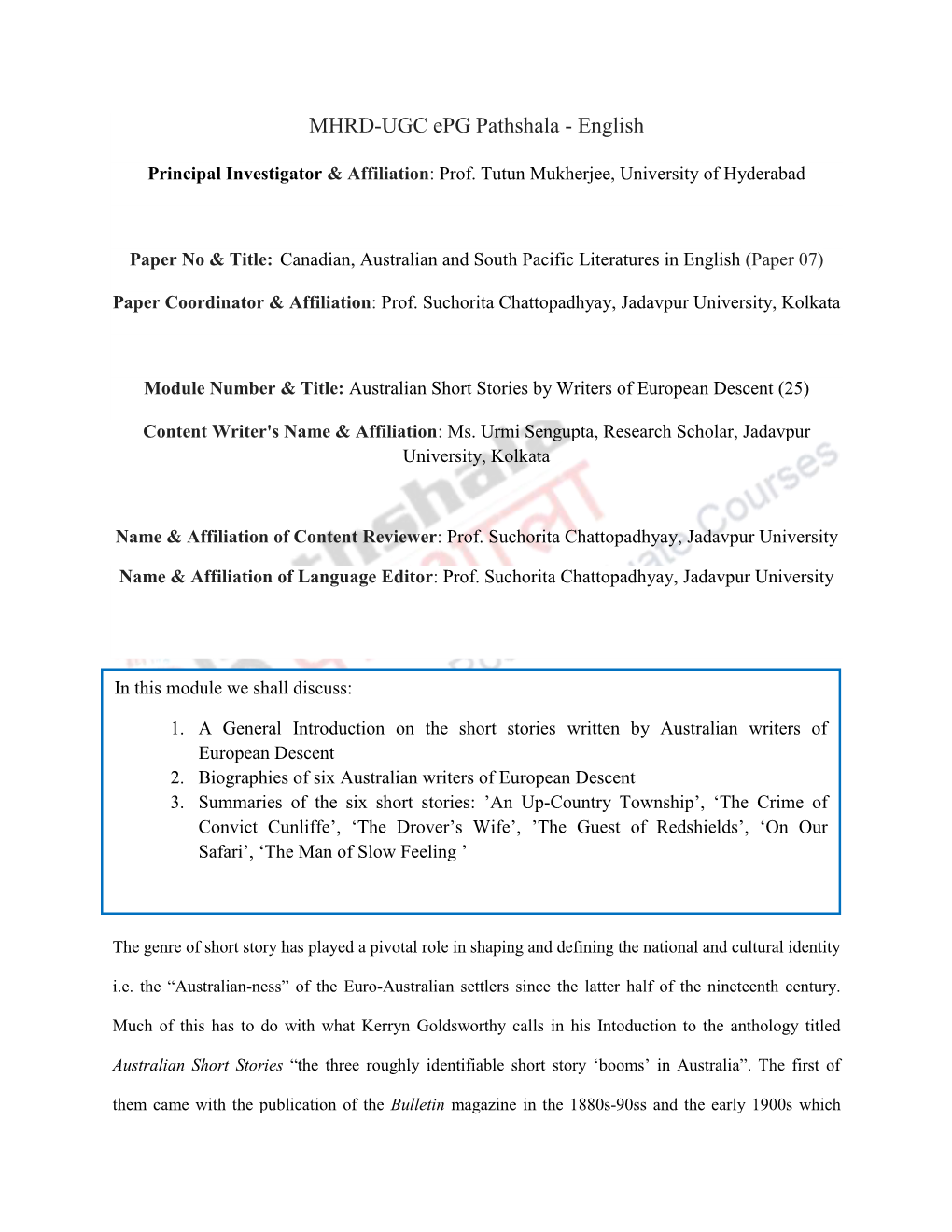 MHRD-UGC Epg Pathshala - English