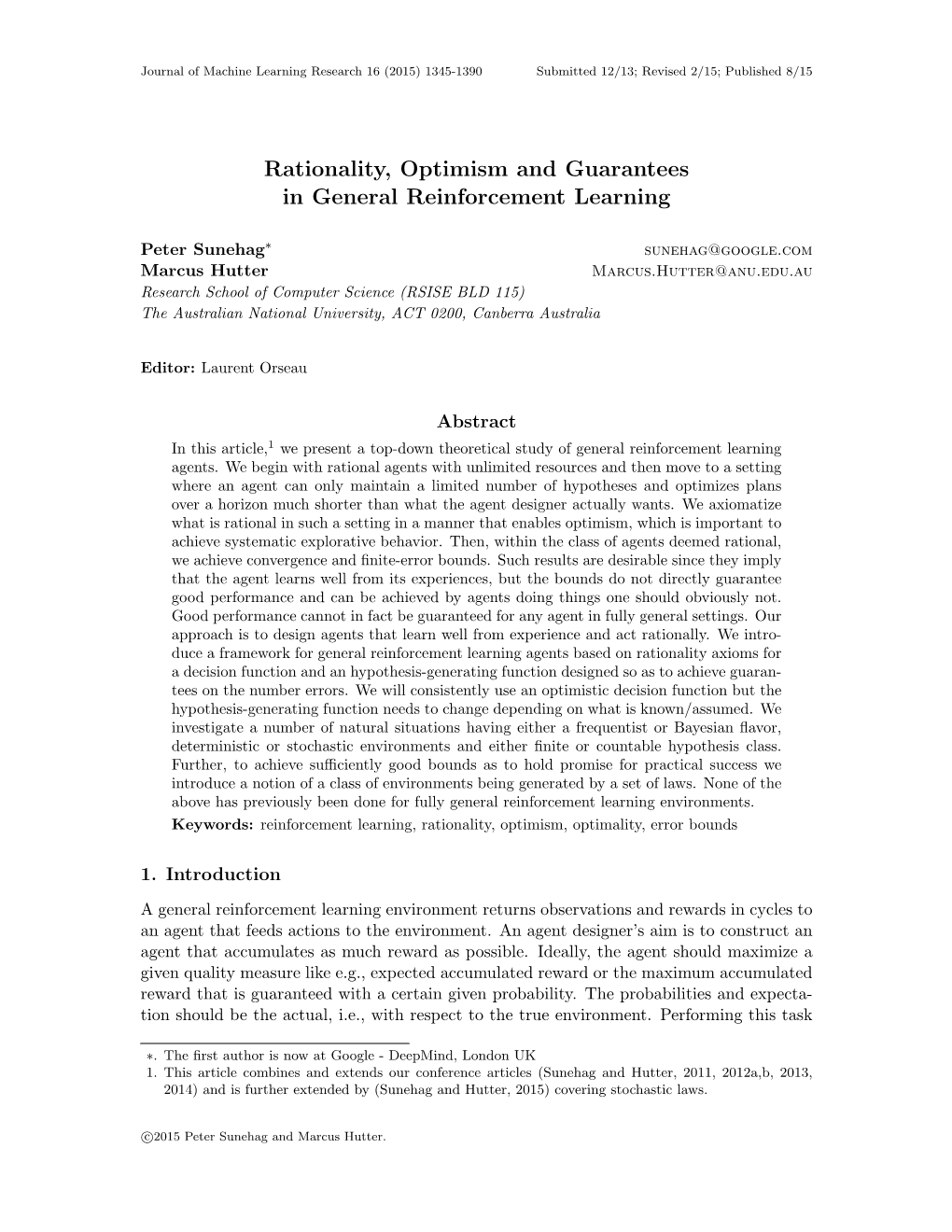 Rationality, Optimism and Guarantees in General Reinforcement Learning