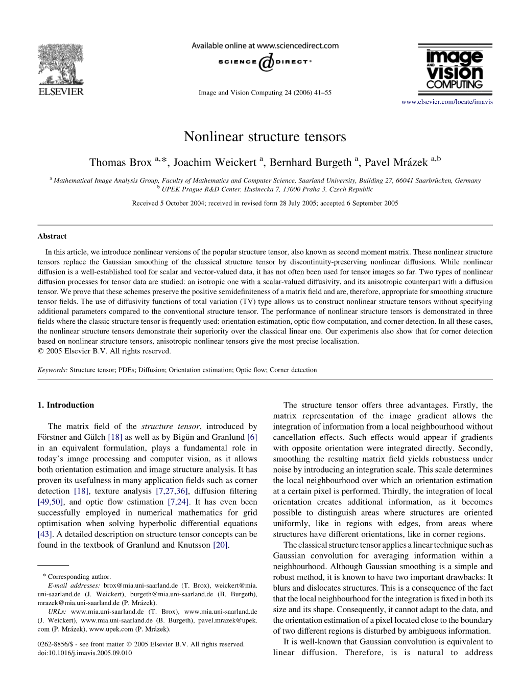 Nonlinear Structure Tensors