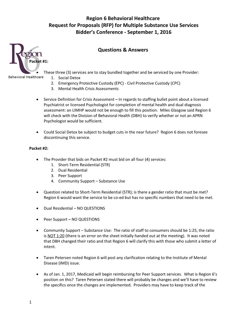 Request for Proposals (RFP) for Multiple Substance Use Services