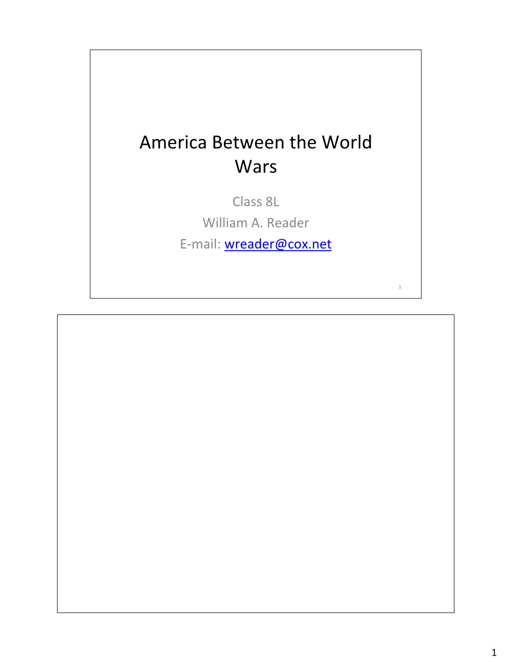 America Between the World Wars