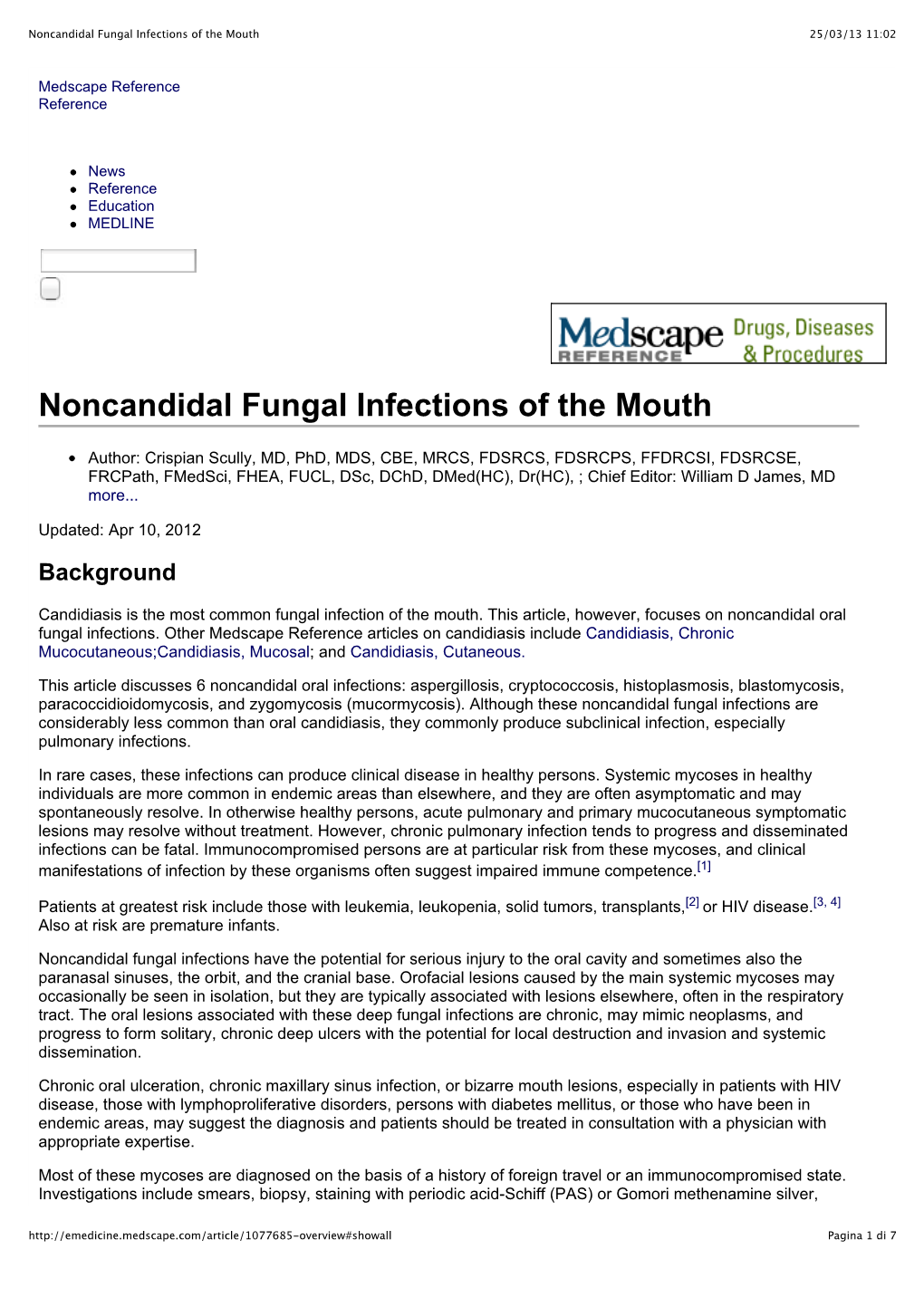 Noncandidal Fungal Infections of the Mouth 25/03/13 11:02