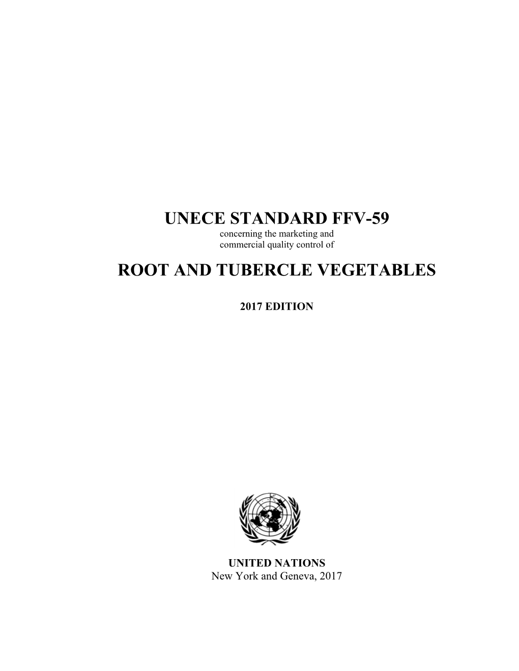 Unece Standard Ffv-59 Root and Tubercle Vegetables