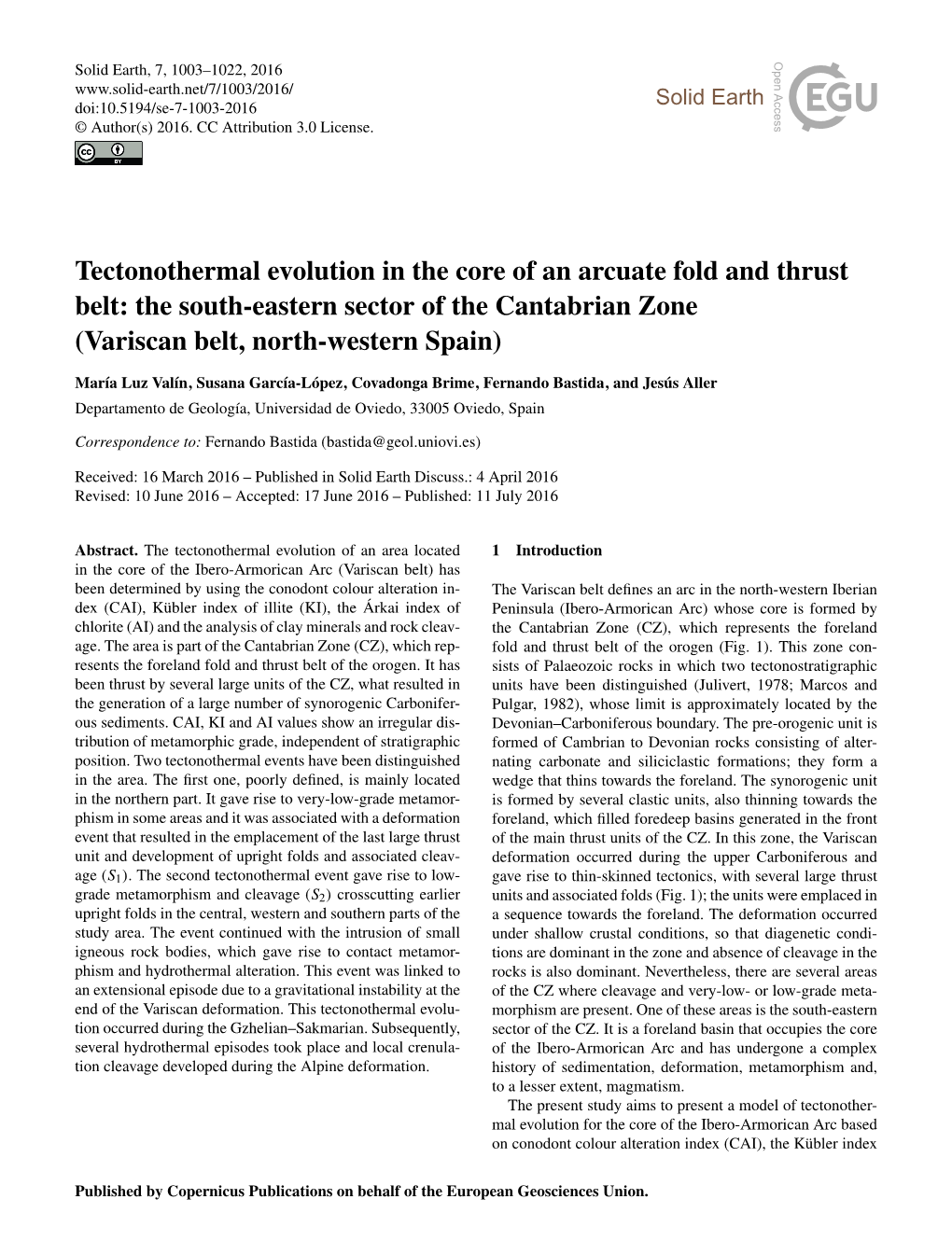 Tectonothermal Evolution in the Core of an Arcuate Fold and Thrust Belt: the South-Eastern Sector of the Cantabrian Zone (Variscan Belt, North-Western Spain)