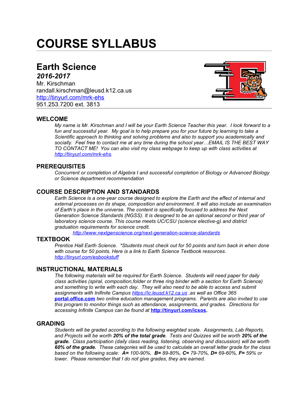 Course Description and Standards