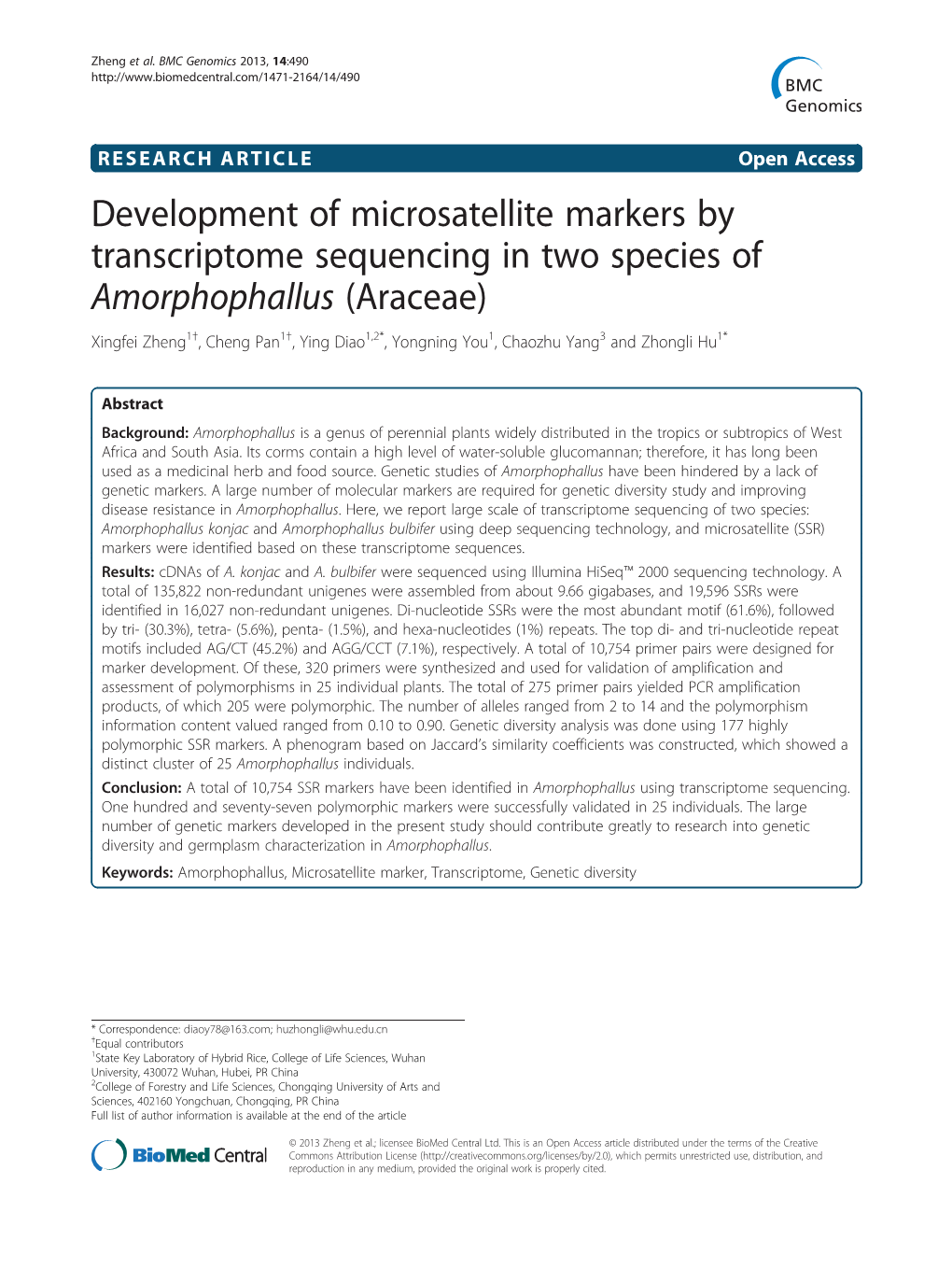 Development of Microsatellite Markers by Transcriptome Sequencing In