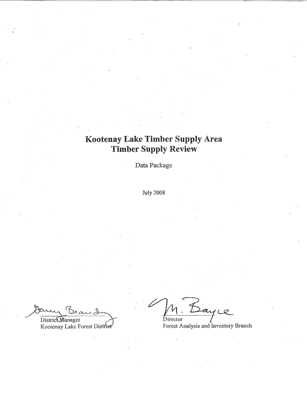 Kootenay Lake Tsa Data Package