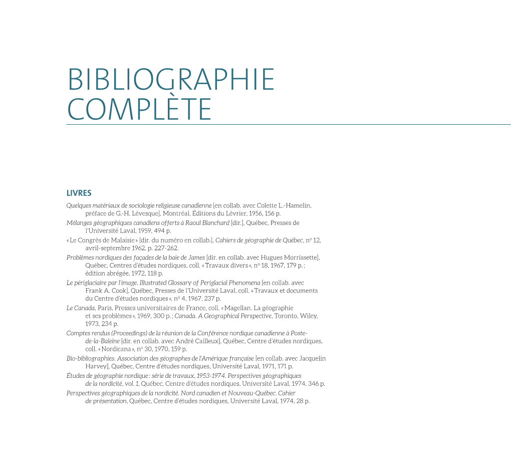 Bibliographie Complète