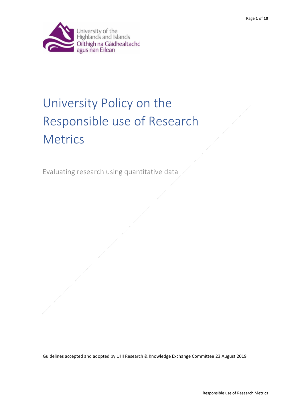 University Policy on the Responsible Use of Research Metrics