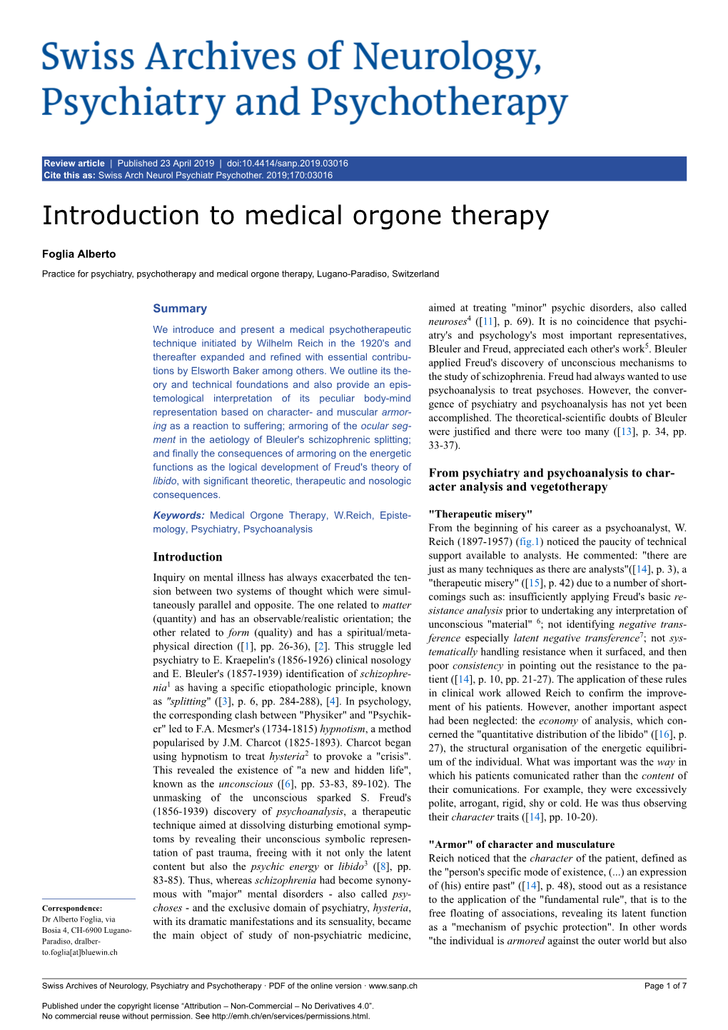 Introduction to Medical Orgone Therapy