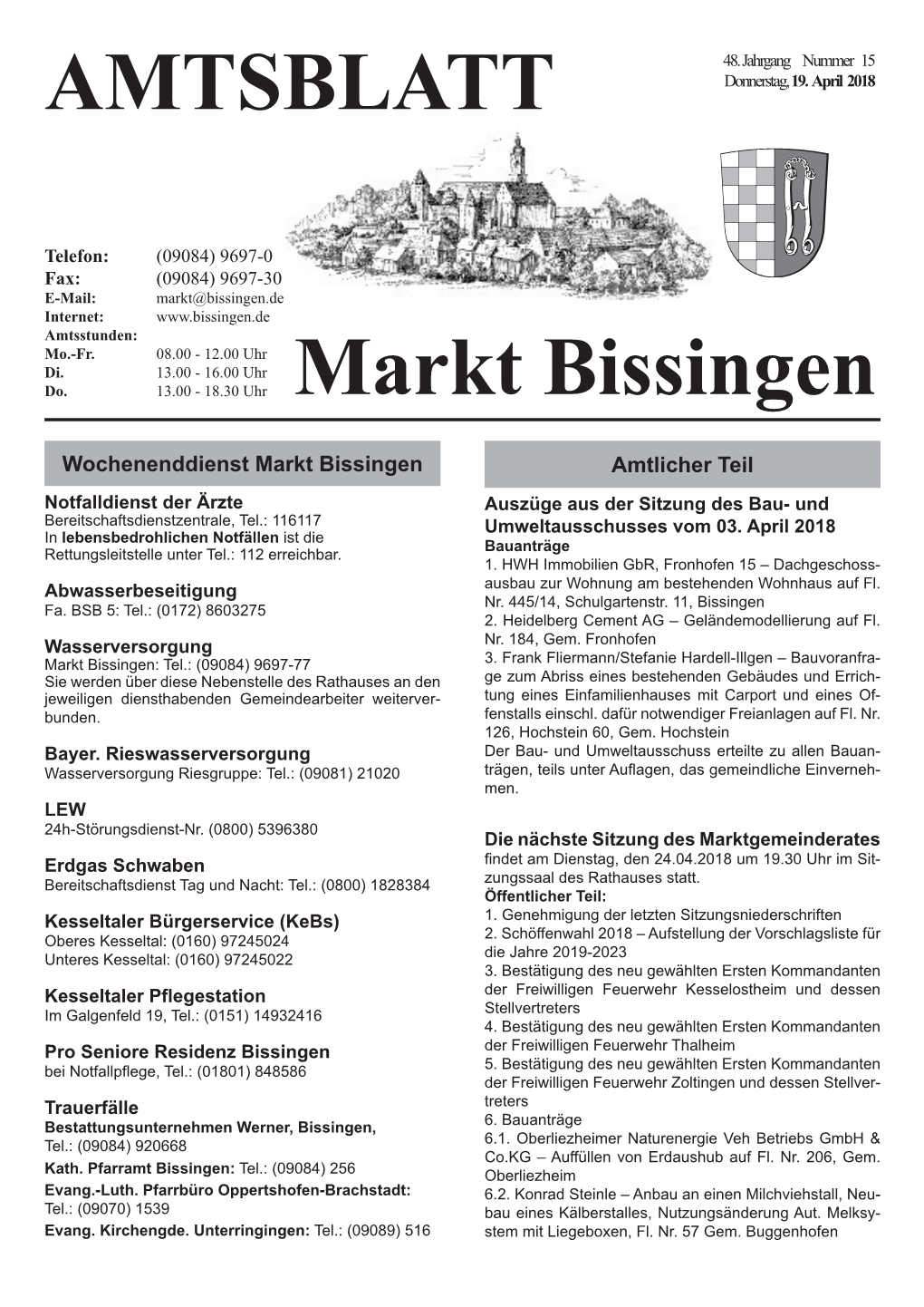 AMTSBLATT Markt Bissingen