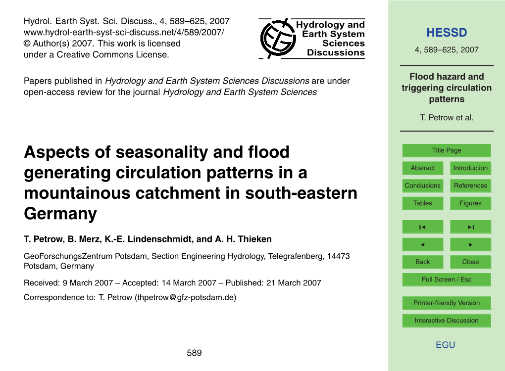 Flood Hazard and Triggering Circulation Patterns