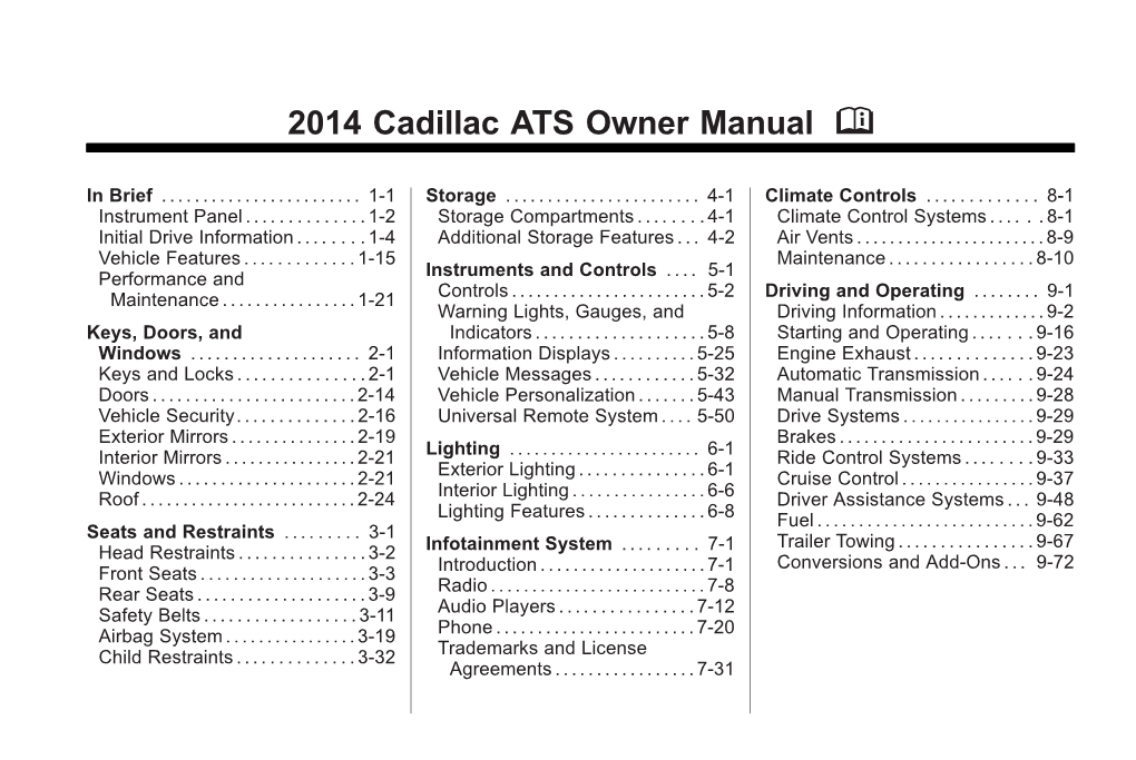 2014 Cadillac ATS Owner Manual M