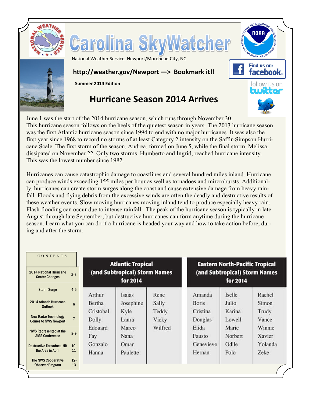 Hurricane Season 2014 Arrives